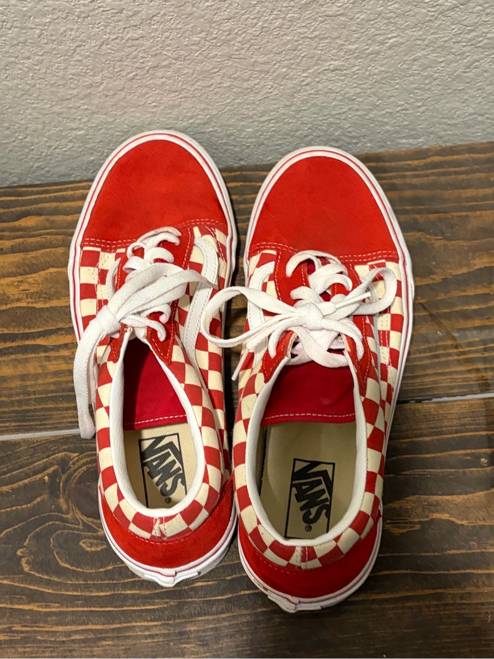 Vans Red and White Checkerboard Low-Top Sneakers - Picture 4 of 4